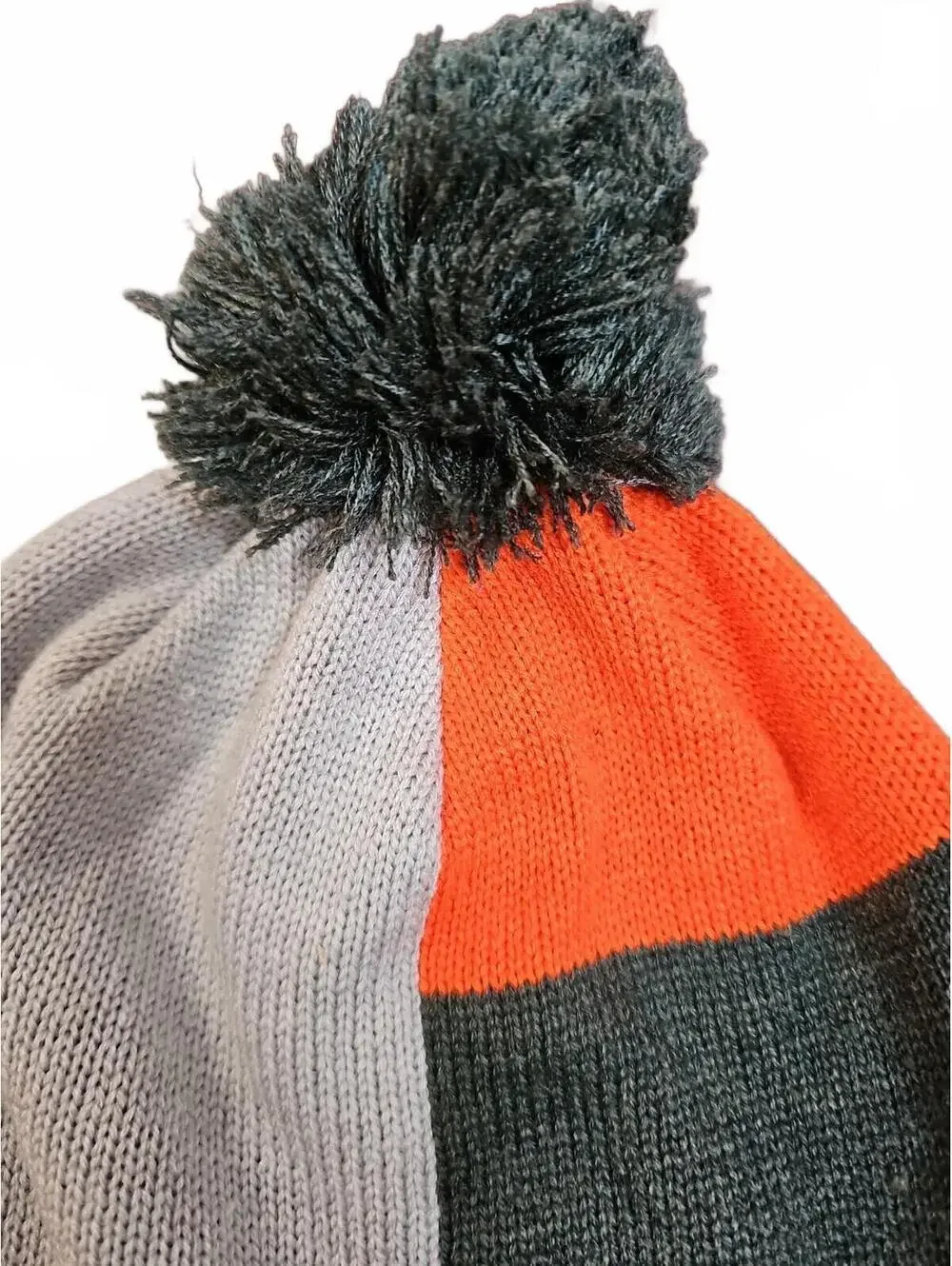 Spacecraft Hat Beanie Knit One Size Orange Gray Pom Mens Ski Outdoor Winter NWOT